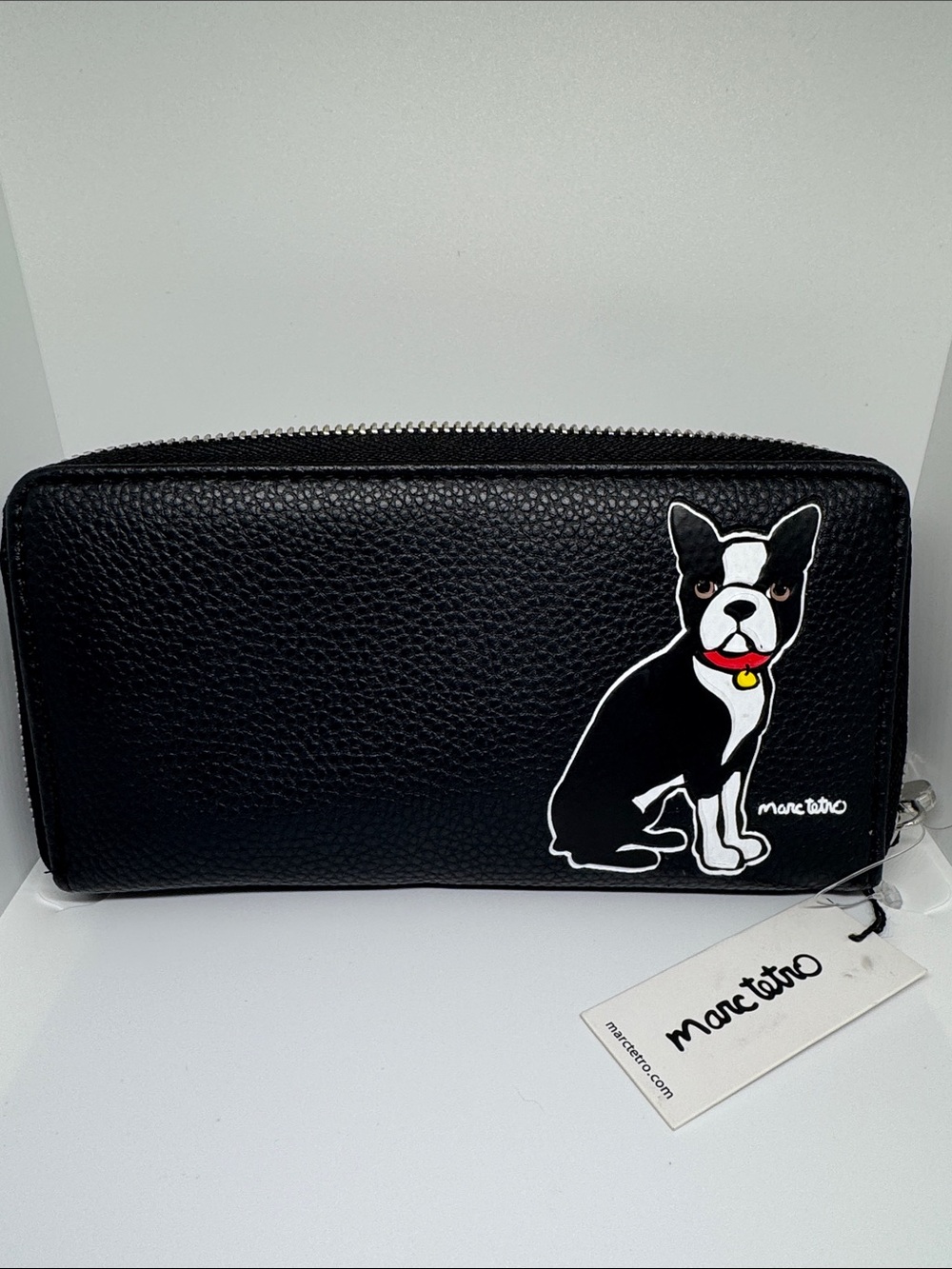 Marc Tetro  Leather Zip Wallet with Boston Terrier Graphic